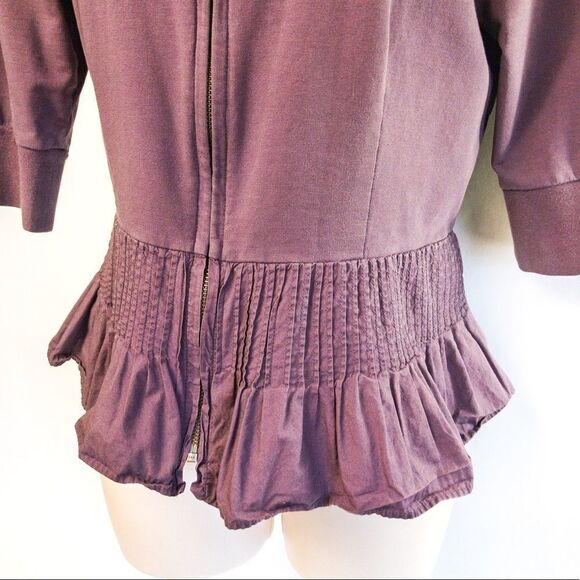 Purple Cropped Front Zip Jacket Top Sz L - Picture 3 of 11